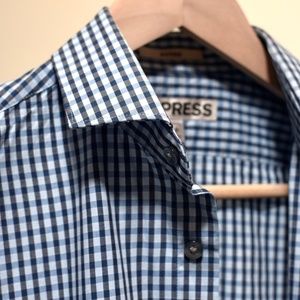 Express Men's Button Up, Blue Gingham